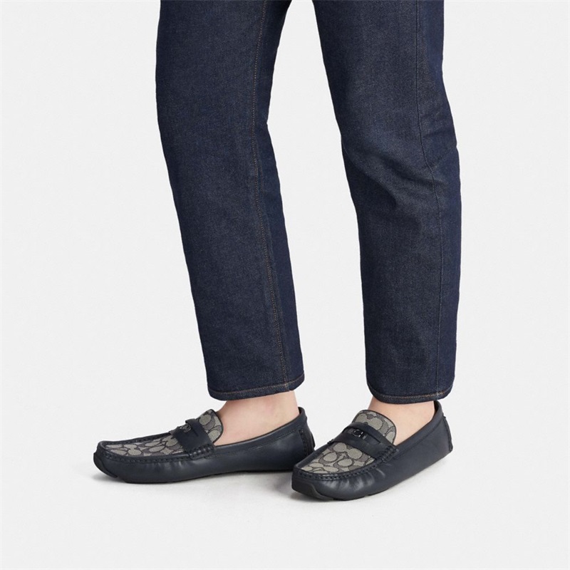 Loafers Barbati Coach Signature Coin Driver With Signature Jacquard Bleumarin | Romania-743189