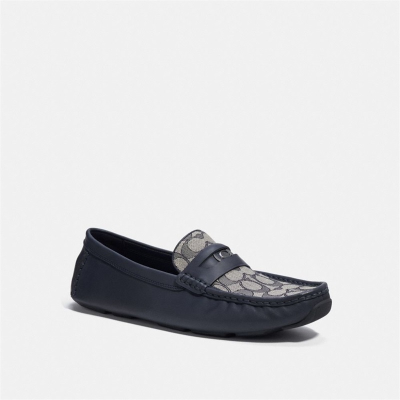 Loafers Barbati Coach Signature Coin Driver With Signature Jacquard Bleumarin | Romania-743189