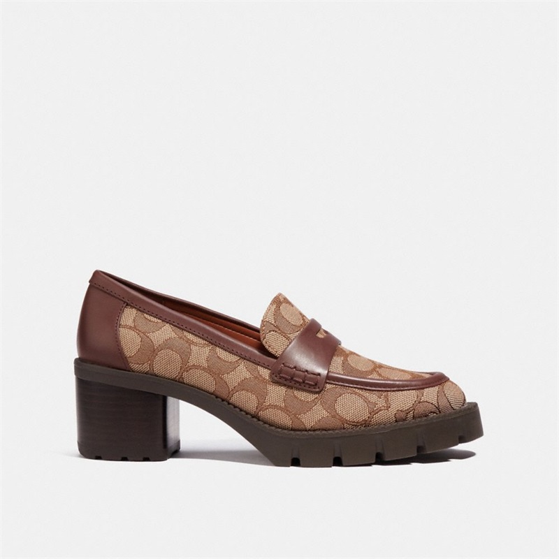 Loafers Dama Coach Colleen In Signature Jacquard Kaki | Romania-153029