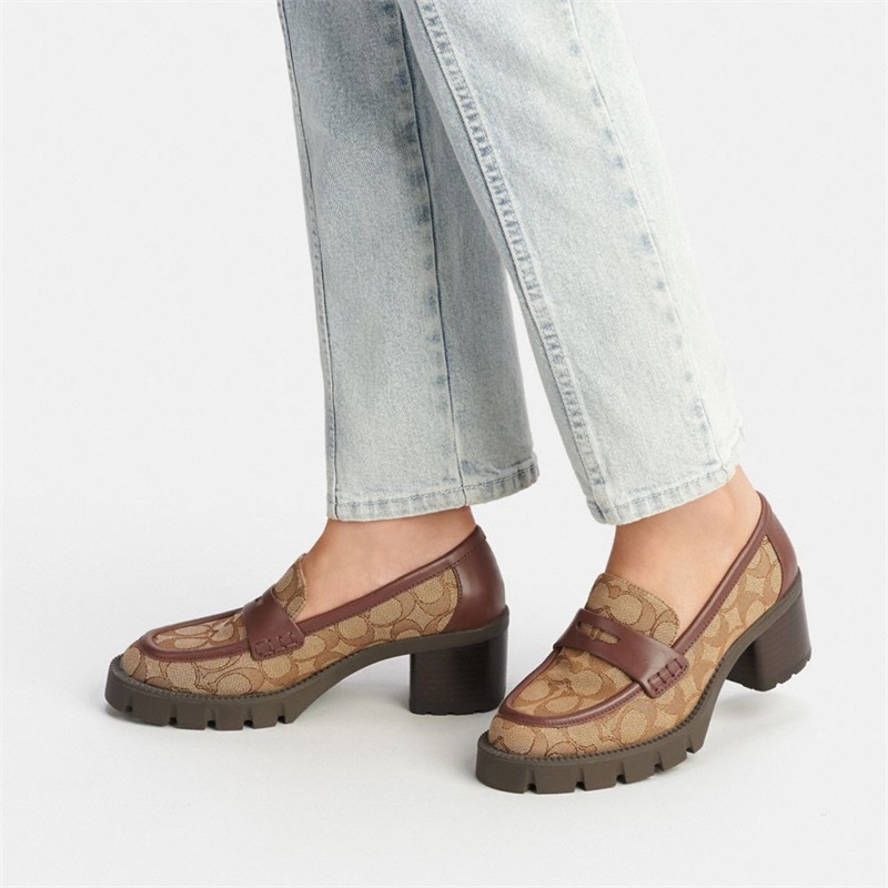 Loafers Dama Coach Colleen In Signature Jacquard Kaki | Romania-153029