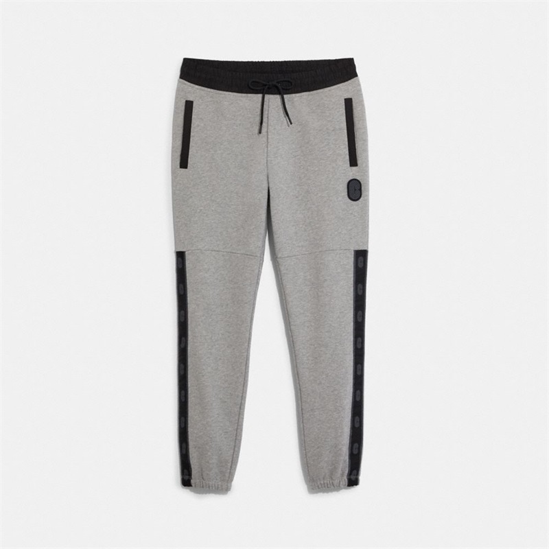 Pantaloni Jogger Barbati Coach Signature Tape Gri Deschis | Romania-652813