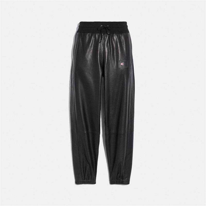 Pantaloni Jogger Dama Coach Coach X Champion Leather Negrii | Romania-297805