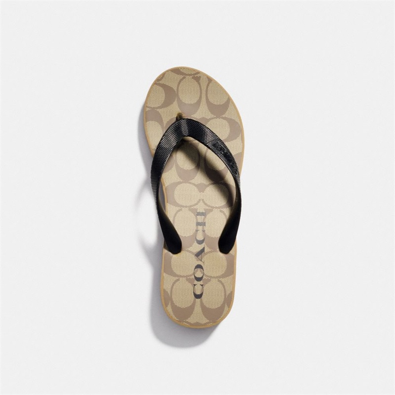 Papuci Flip Flop Dama Coach Lynn Kaki Negrii | Romania-764591