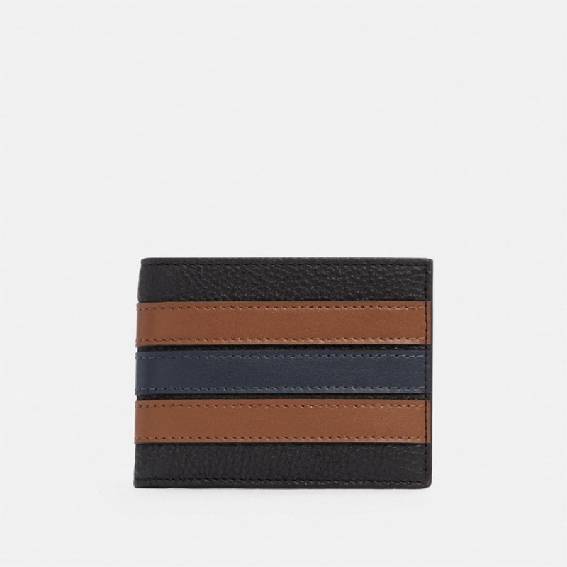 Portofel Barbati Coach Slim Billfold With Varsity Stripe Negrii | Romania-068514