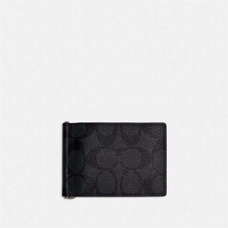 Portofel Barbati Coach Slim Money Clip Billfold In Signature Canvas Gri Negrii | Romania-745029