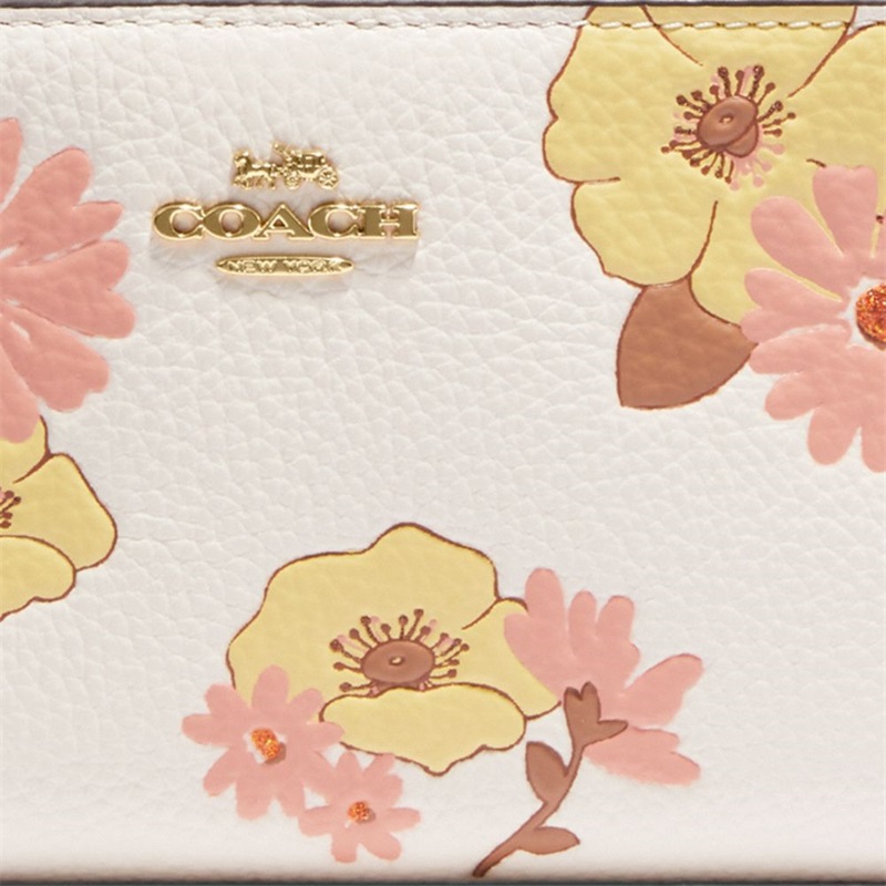 Portofel Dama Coach Slim Zip With Floral Cluster Print Aurii Colorati | Romania-578201