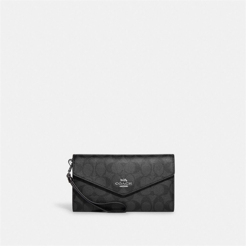 Portofel Dama Coach Travel Envelope In Signature Canvas Argintii Gri Inchis Negrii | Romania-145897