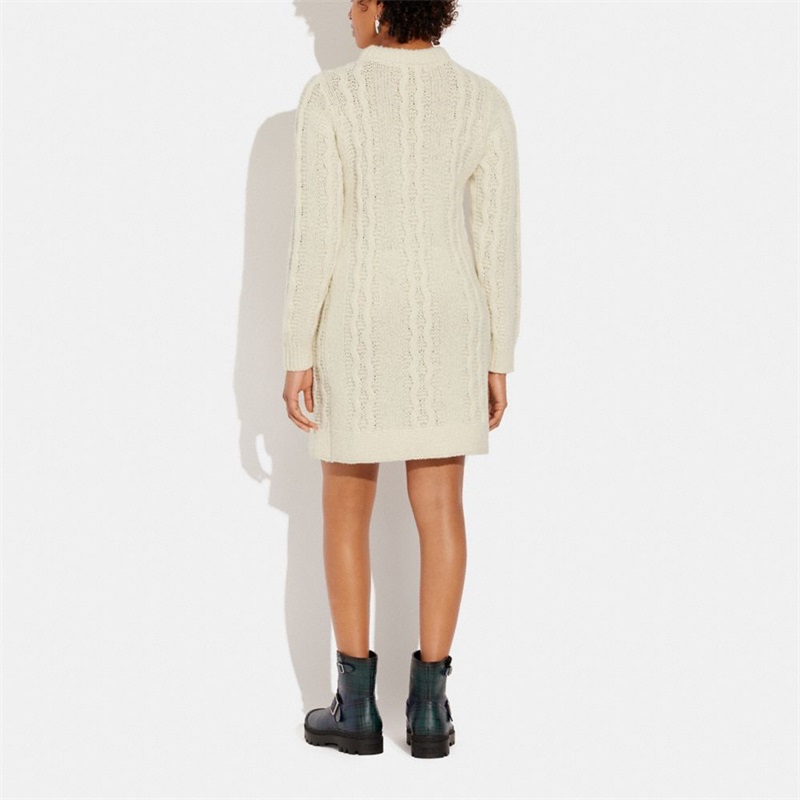 Rochie Dama Coach Cable Knit Albi | Romania-736809