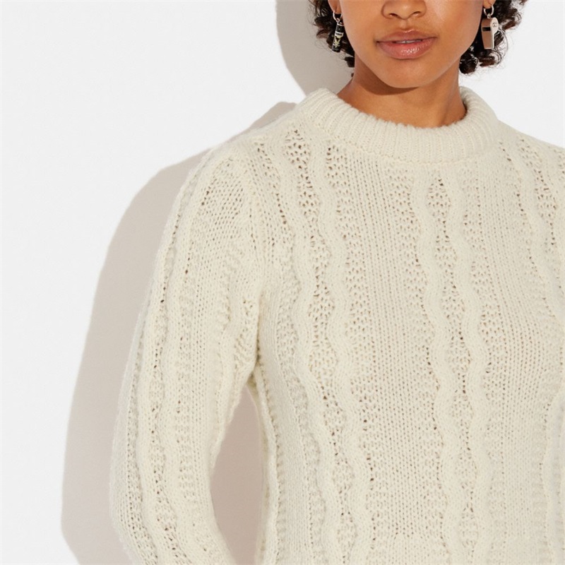 Rochie Dama Coach Cable Knit Albi | Romania-736809