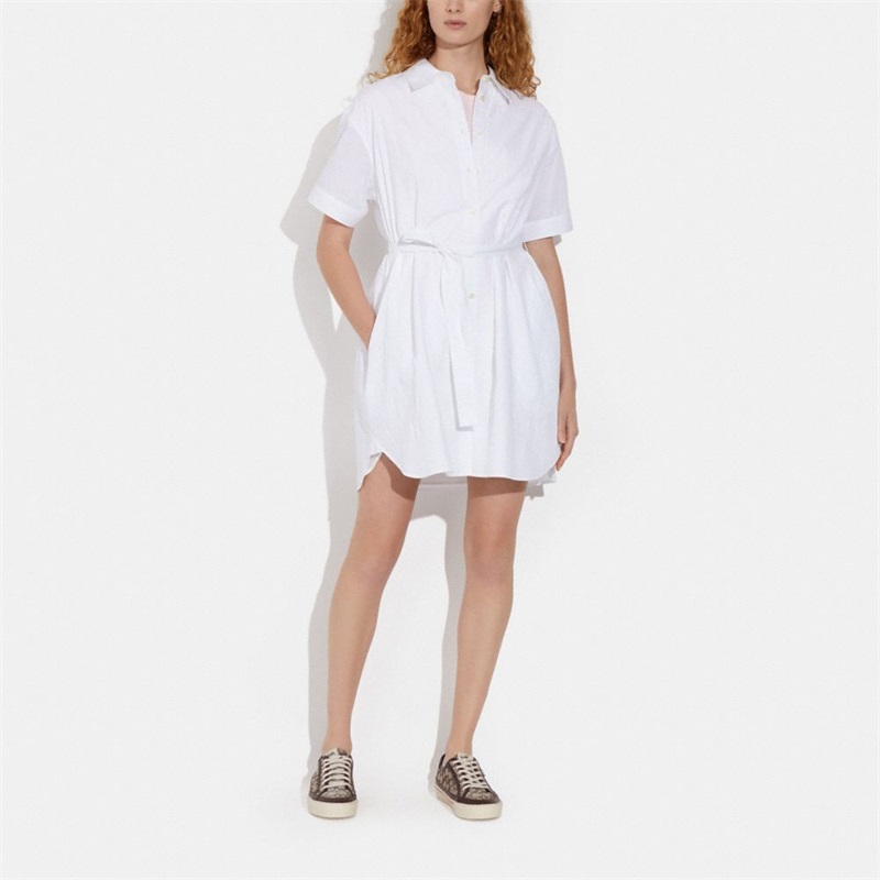 Rochie Dama Coach Wrinkled Button Down Albi | Romania-137048