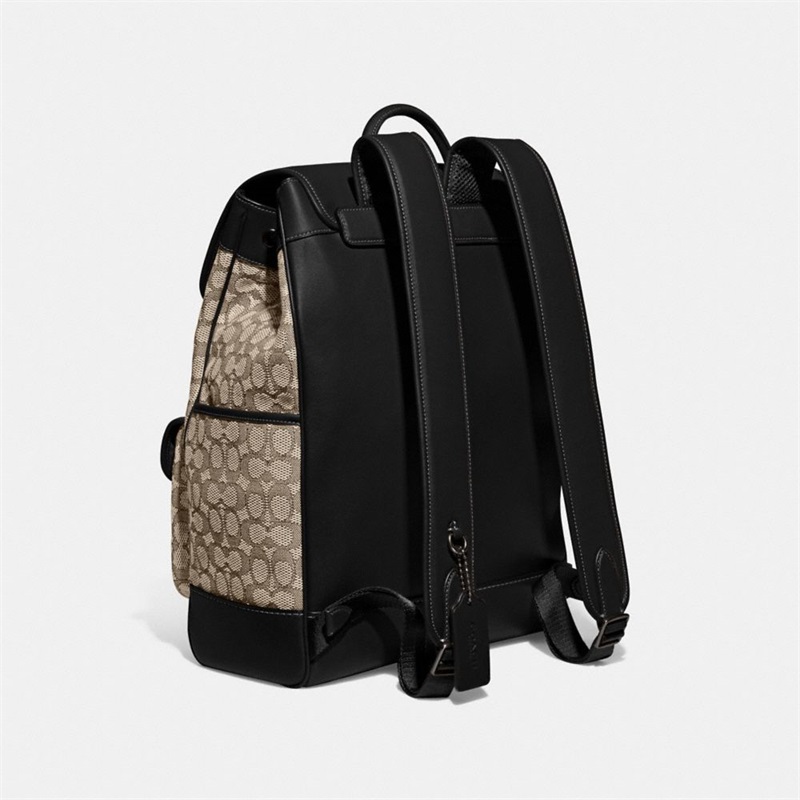 Rucsac Barbati Coach Frankie In Signature Textil Jacquard Negrii | Romania-327086