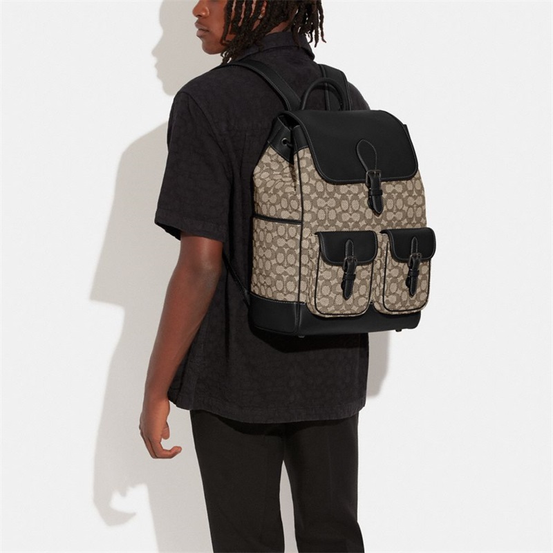 Rucsac Barbati Coach Frankie In Signature Textil Jacquard Negrii | Romania-327086