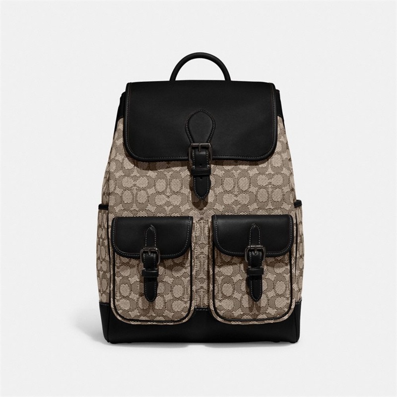 Rucsac Barbati Coach Frankie In Signature Textil Jacquard Negrii | Romania-327086