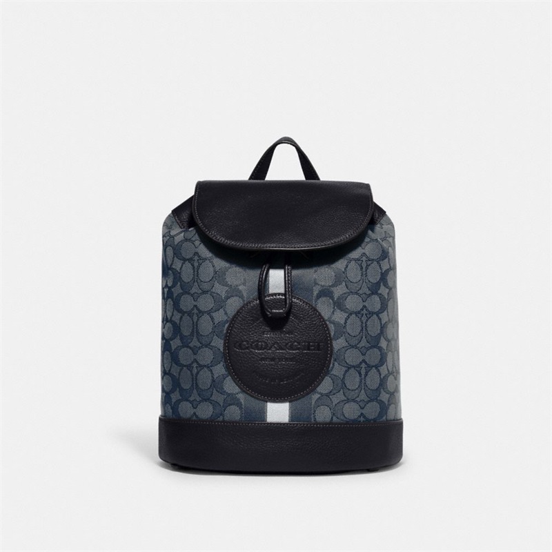 Rucsac Dama Coach Dempsey Drawstring In Signature Jacquard With Stripe And Coach Patch Argintii Bleumarin Colorati | Romania-135067