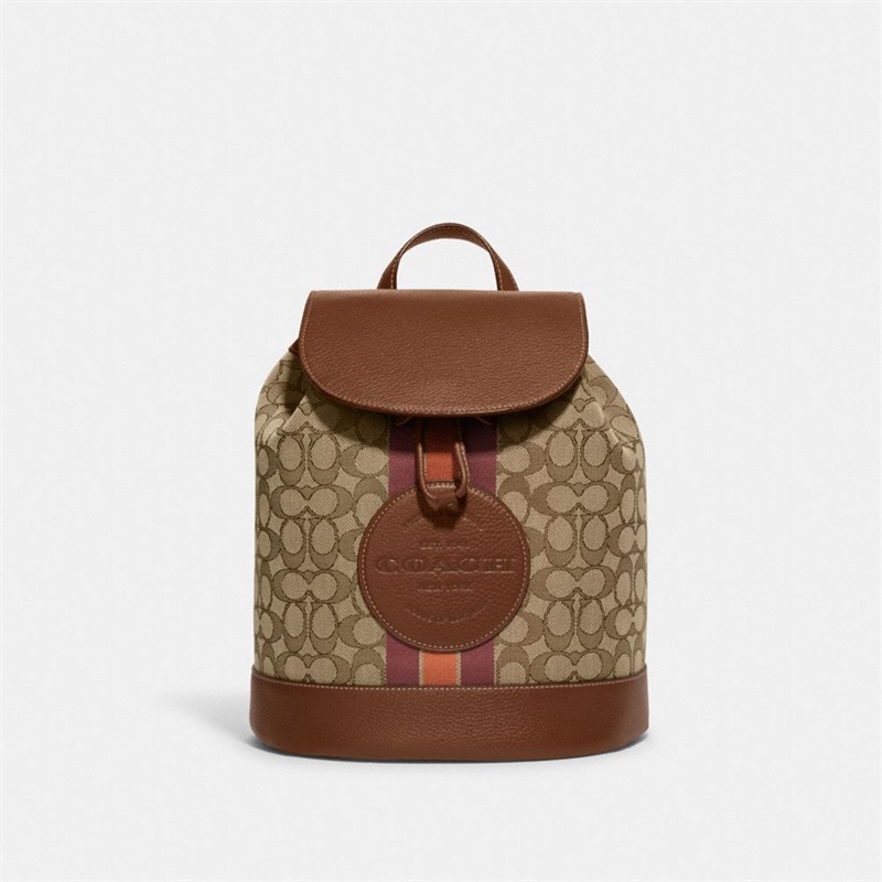 Rucsac Dama Coach Dempsey Drawstring In Signature Jacquard With Stripe And Coach Patch Kaki Colorati | Romania-723185