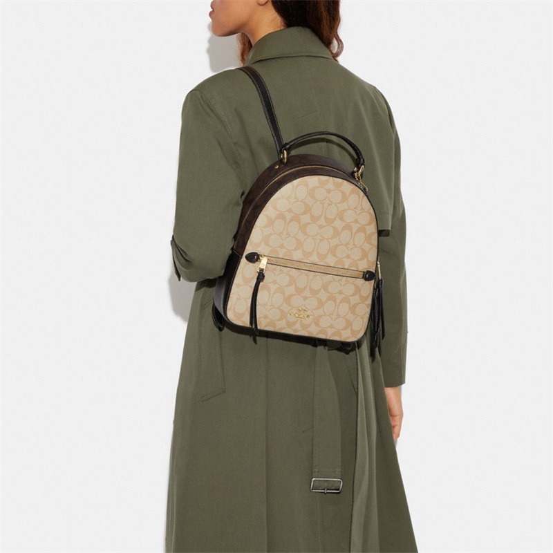 Rucsac Dama Coach Jordyn In Blocked Signature Canvas Kaki Deschis Maro Colorati | Romania-958612