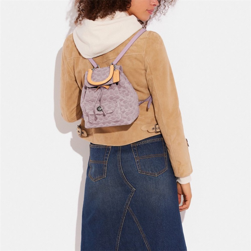 Rucsac Dama Coach Riya 21 In Signature Denim Argintii Violet | Romania-520967