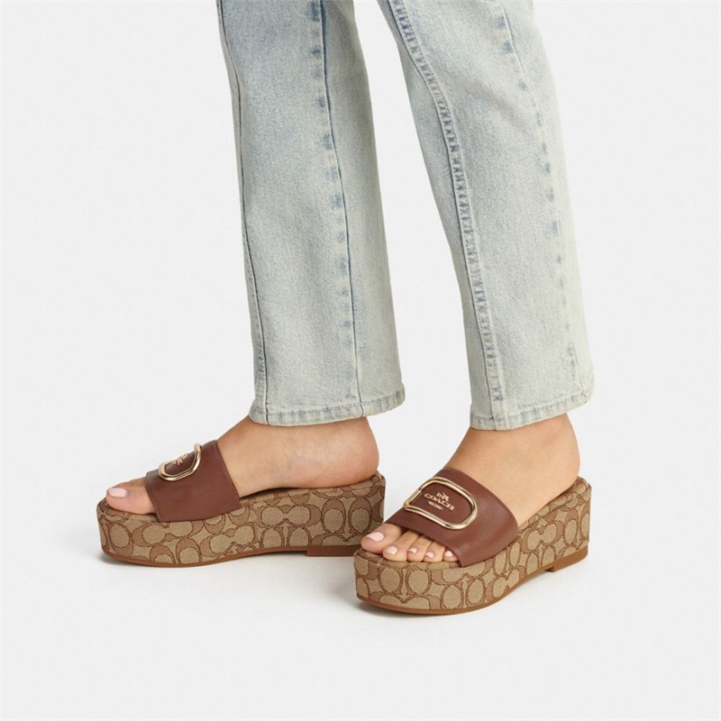 Sandale Dama Coach Eloise In Signature Chambray Kaki | Romania-376518