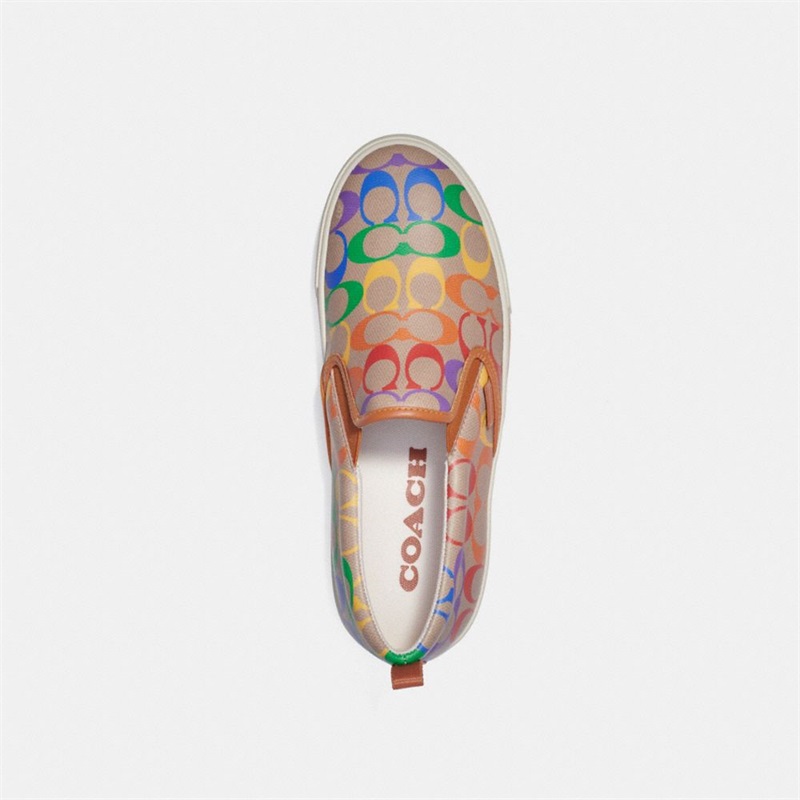 Slip On Sneakers Barbati Coach Skate In Rainbow Signature Canvas Colorati | Romania-432658