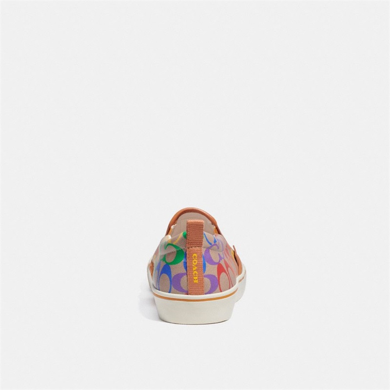 Slip On Sneakers Barbati Coach Skate In Rainbow Signature Canvas Colorati | Romania-432658