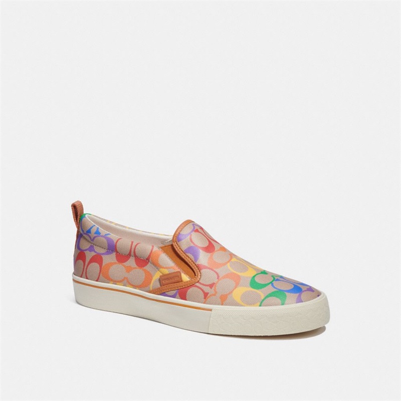 Slip On Sneakers Barbati Coach Skate In Rainbow Signature Canvas Colorati | Romania-432658