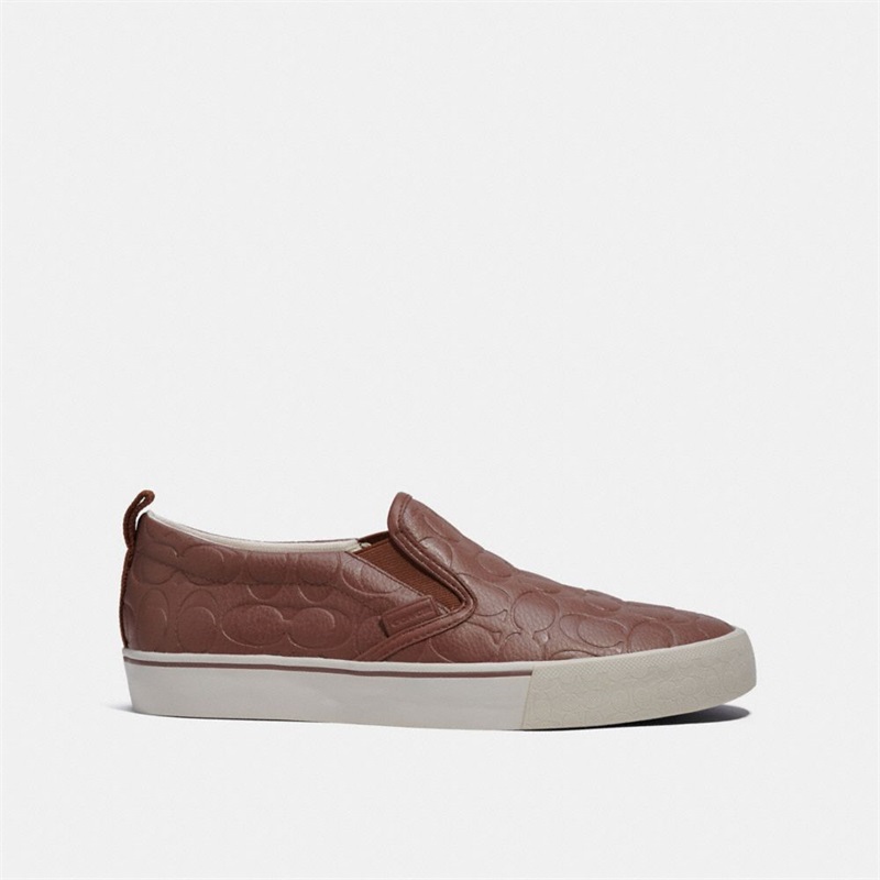 Slip On Sneakers Barbati Coach Skate In Signature Leather Maro | Romania-705342