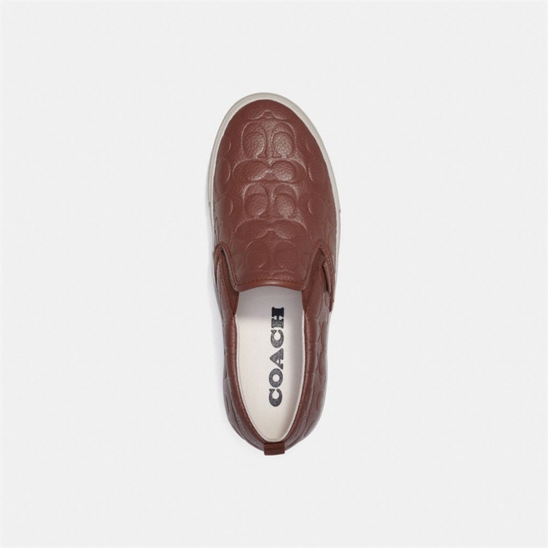 Slip On Sneakers Barbati Coach Skate In Signature Leather Maro | Romania-705342