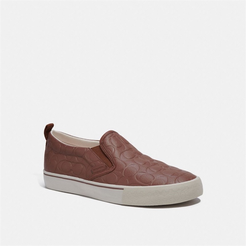 Slip On Sneakers Barbati Coach Skate In Signature Leather Maro | Romania-705342