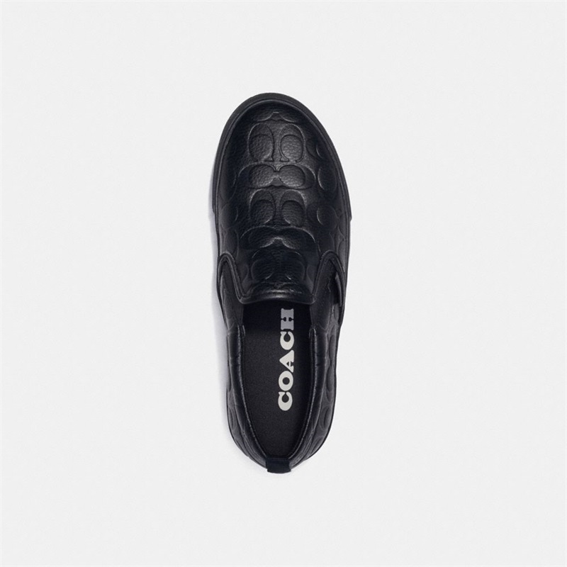 Slip On Sneakers Barbati Coach Skate In Signature Leather Negrii | Romania-905876