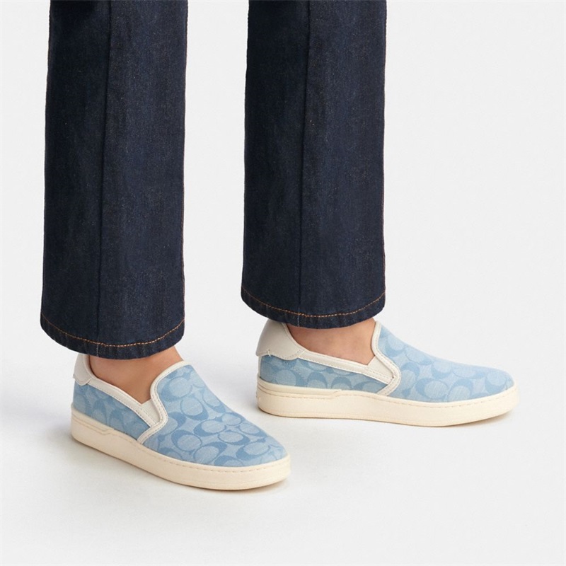 Slip On Sneakers Dama Coach Wells Albastri | Romania-765023