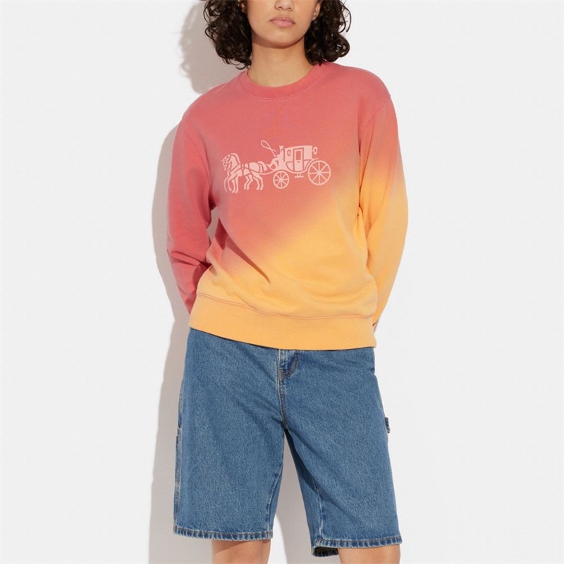 Topuri Dama Coach Ombre Horse And Carriage Crewneck In Organic Cotton Colorati | Romania-058174