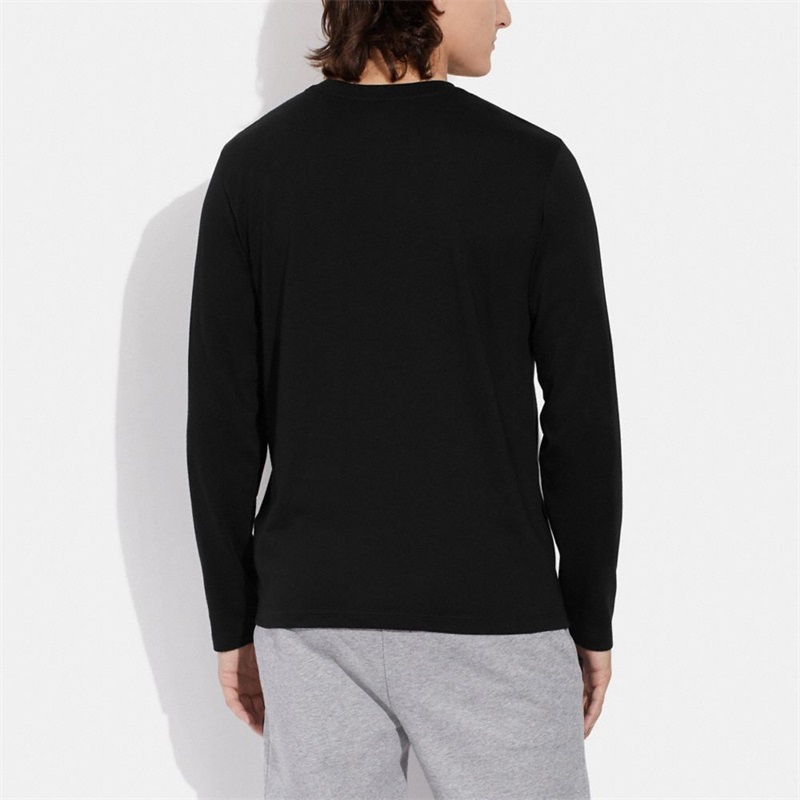 Tricouri Barbati Coach Essential Long Sleeve In Organic Cotton Negrii | Romania-294081