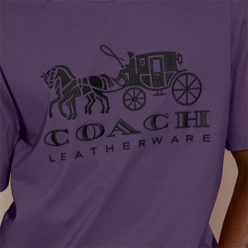 Tricouri Barbati Coach Horse And Carriage In Organic Cotton Violet Inchis | Romania-276589