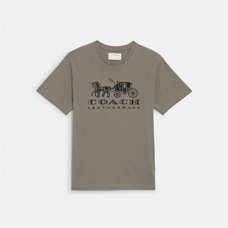 Tricouri Barbati Coach Horse And Carriage In Organic Cotton Gri | Romania-623158