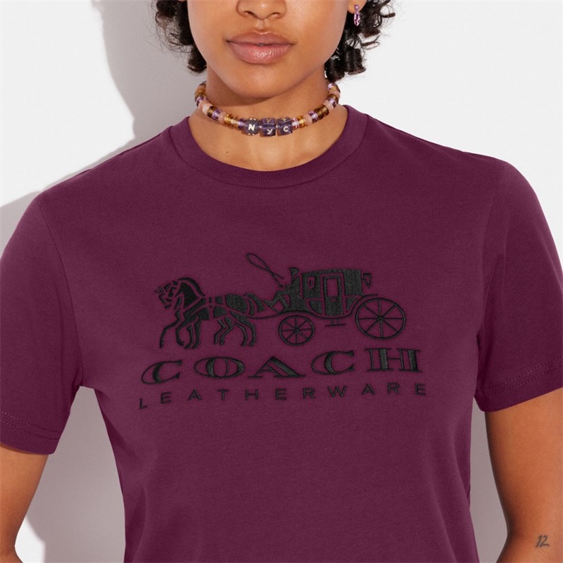 Tricouri Dama Coach Horse And Carriage In Organic Cotton Albastru Deschis | Romania-428769