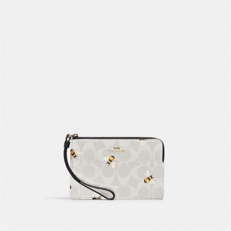 Wristlets Dama Coach Corner Zip In Signature Canvas With Bee Print Aurii Albi Colorati | Romania-913567