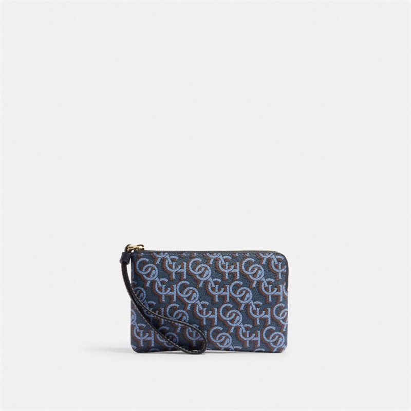 Wristlets Dama Coach Corner Zip With Coach Monogram Print Aurii Bleumarin | Romania-543029