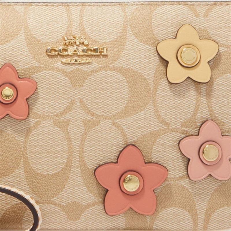 Wristlets Dama Coach Nolita 19 In Signature Canvas With Floral Applique Aurii Kaki Deschis Colorati | Romania-163704