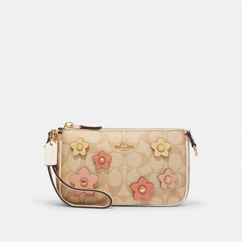 Wristlets Dama Coach Nolita 19 In Signature Canvas With Floral Applique Aurii Kaki Deschis Colorati | Romania-163704