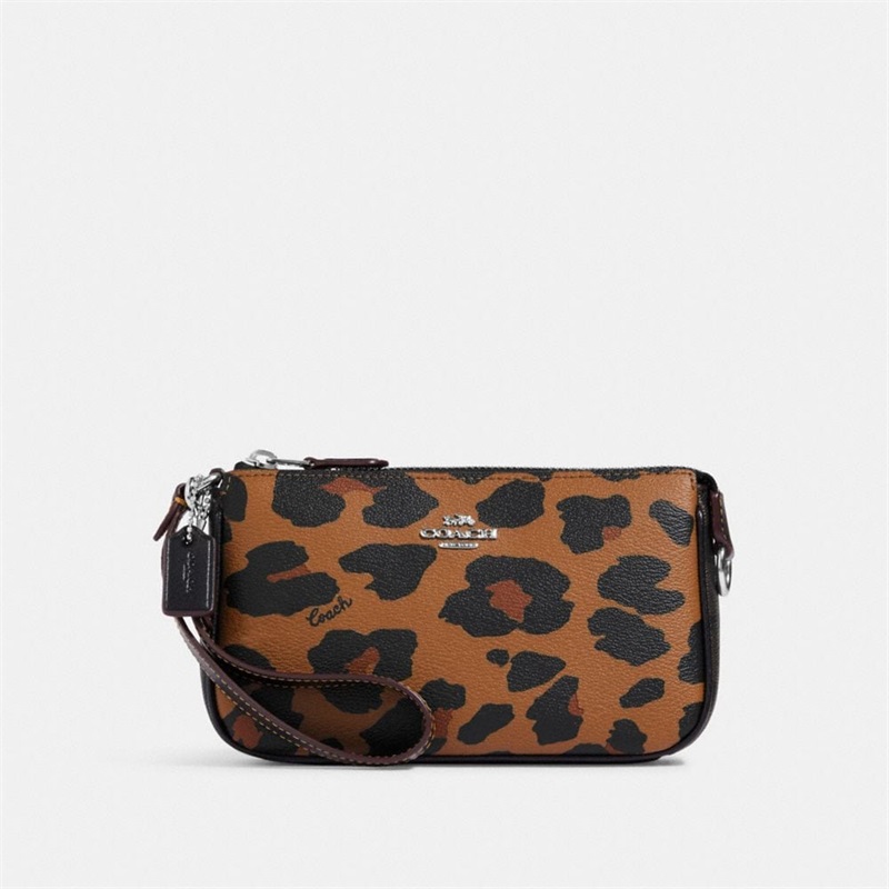 Wristlets Dama Coach Nolita 19 With Leopard Print And Signature Canvas Argintii Colorati Deschis | Romania-176309