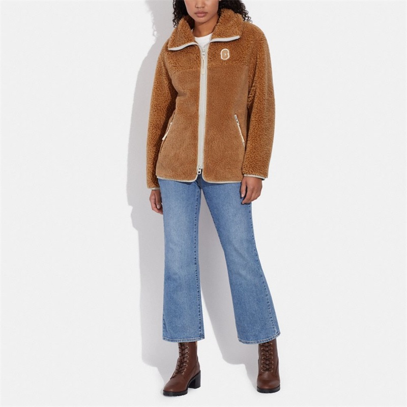 Îmbrăcăminte Exterioară Dama Coach Tonal Sherpa Zip Up Maro | Romania-695183